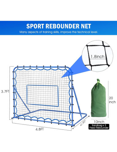 Red de Rebounder de Fútbol Winthai 1.46x1.13m Ajustable