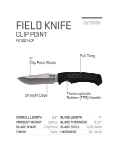 Cuchillo de Supervivencia SOG FK1001-CP de Hoja Fija 10.2 cm 2