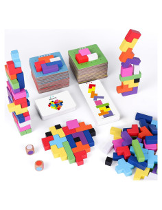 Juego de Bloques de Madera 120Pcs Colorido para Niños
