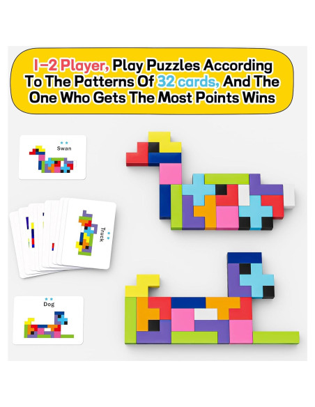 Juego de Bloques de Madera 120Pcs Colorido para Niños