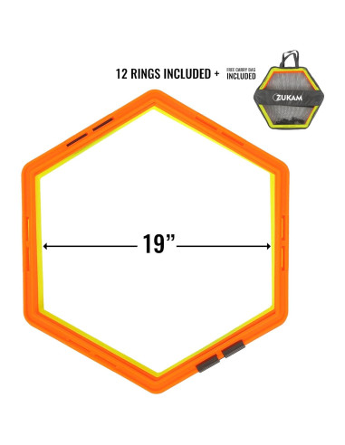 Anillos de Agilidad ZUKAM Hexagonales para Entrenamiento 12 Piezas