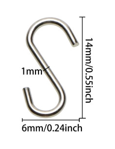 Ganchos en S mini de acero inoxidable Shapenty 1.4x0.6cm 100PCS 2