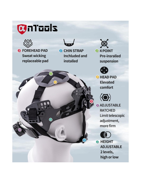 Casco de construcción AnTools blanco con suspensión ajustable