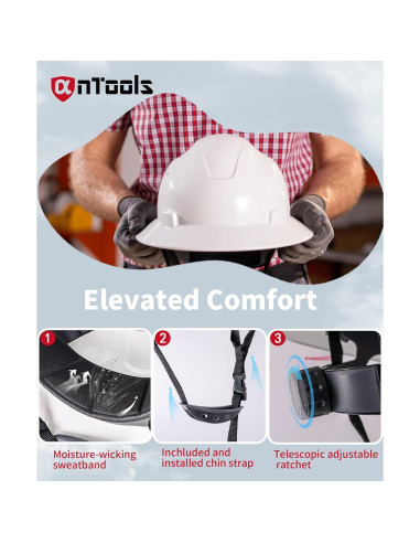 Casco de construcción AnTools blanco con suspensión ajustable
