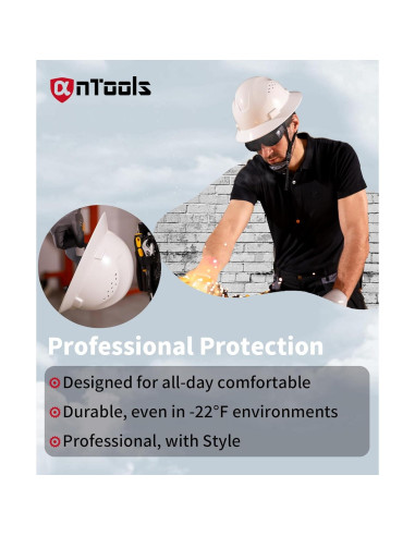 Casco de construcción AnTools blanco con suspensión ajustable