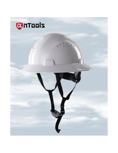 Casco de construcción AnTools blanco con suspensión ajustable