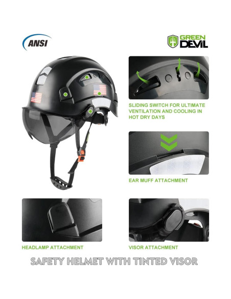 Casco de Seguridad GREEN DEVIL Mervex con Visera Ajustable
