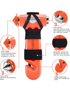 Martillo de Seguridad OUDEW 3 en 1 con Cortador y Rompedor 2