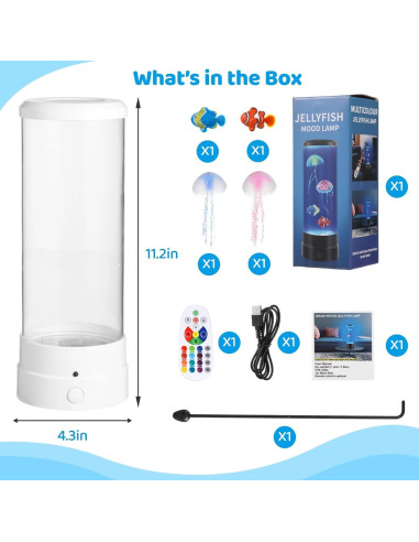 Lámpara Acuario LED Lnrueg 30.99x11.94cm 4 Modos 17 Colores