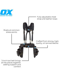 Arnés de Cuero OX Tools con Tirantes Acolchados 7 Bolsillos 2