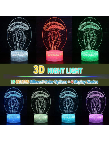Lámpara 3D Medusa TriPro con 16 Modos de Color