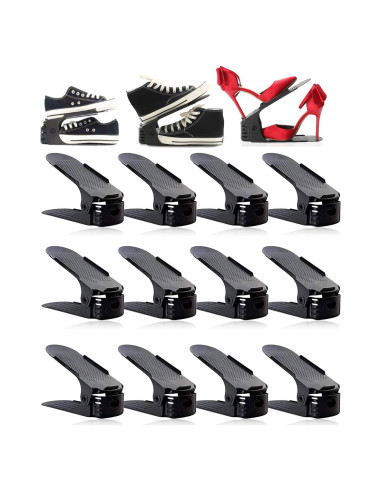 Organizador de Zapatos RISETEX 12 Estantes Ajustables Negro