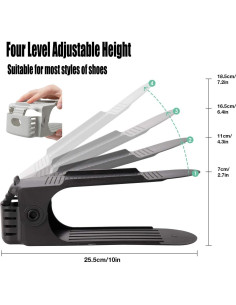 Organizador de Zapatos RISETEX 12 Estantes Ajustables Negro 2