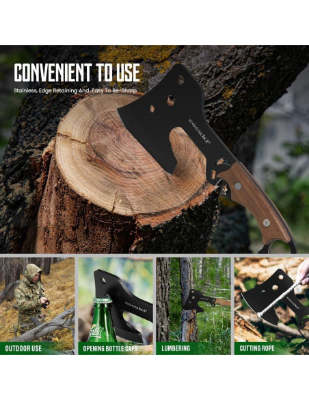 Hacha CoCuKi 29cm Full Tang Madera de Nogal con Funda Hacha CoCuKi 29cm Full Tang Madera de Nogal con Funda