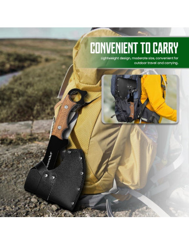 Hacha CoCuKi 29cm Full Tang Madera de Nogal con Funda