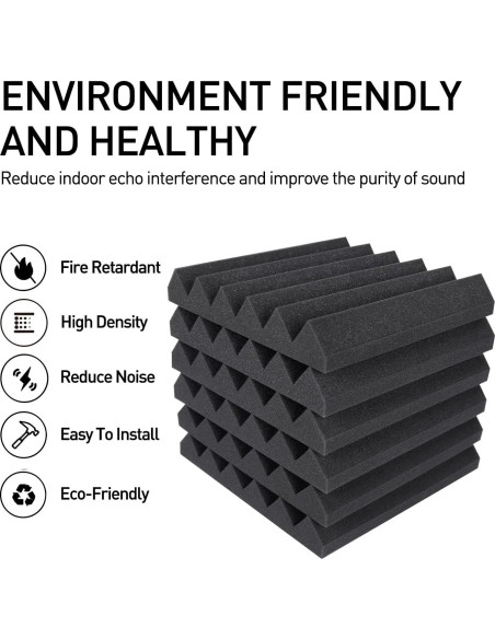24 Paneles de Espuma Acústica 5.08 cm - Aislante de Sonido