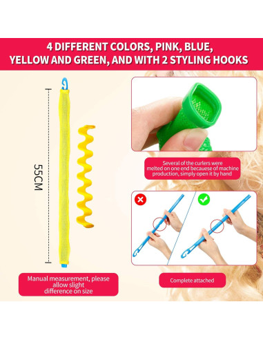 30 Rulos Sin Calor WILLBOND 55 cm para Peinados Rizados