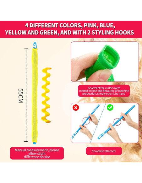 30 Rulos Sin Calor WILLBOND 55 cm para Peinados Rizados