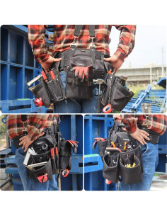 Cinturón de Herramientas Chyaidach 16 Bolsillos Ajustable 68.6-121.9 cm 2