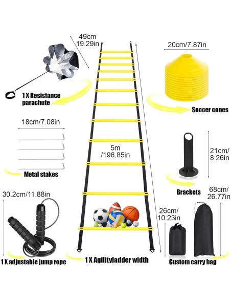 Escalera de Agilidad CHIWALLO 6,10 m + Conos y Cuerda