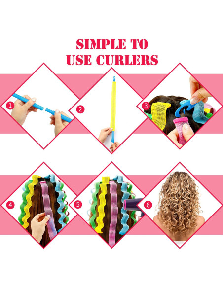 30 Rulos Sin Calor WILLBOND 55 cm para Peinados Rizados