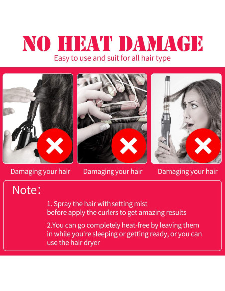 30 Rulos Sin Calor WILLBOND 55 cm para Peinados Rizados