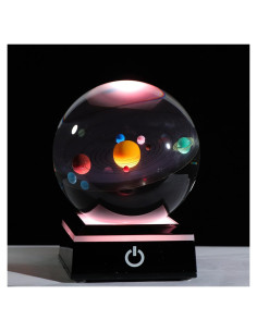 Modelo 3D Sistema Solar en Bola de Cristal 80mm con Base LED