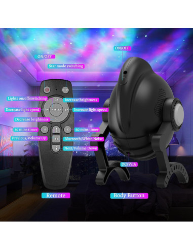 Proyector de Galaxia YONHUIZI ST-2401 con Altavoz Bluetooth