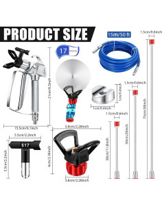 Hiboom Juego de Pistola de Pintura Sin Aire 17 Pcs 2