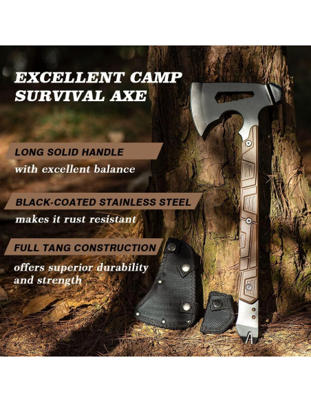 Hacha de Camping Zenhosit 44.5 cm con Funda de Nylon Hacha de Camping Zenhosit 44.5 cm con Funda de Nylon