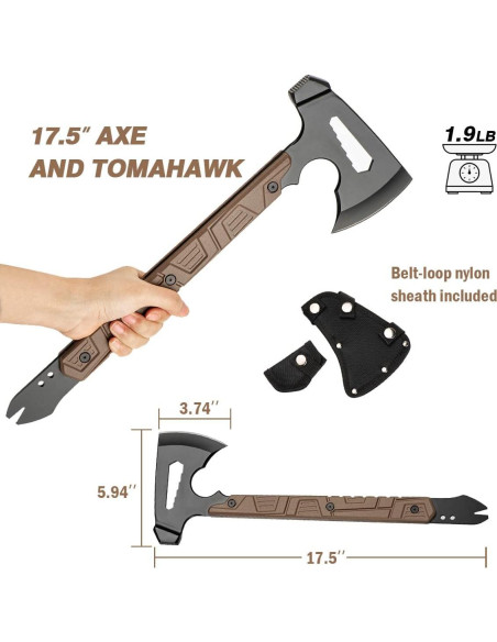 Hacha de Camping Zenhosit 44.5 cm con Funda de Nylon Hacha de Camping Zenhosit 44.5 cm con Funda de Nylon