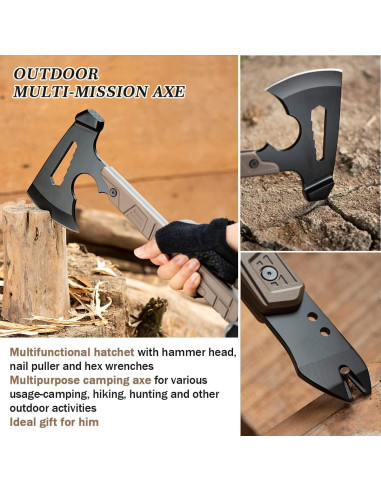 Hacha de Camping Zenhosit 44.5 cm con Funda de Nylon