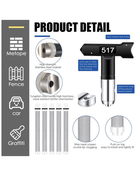 Hiboom Juego de Pistola de Pintura Sin Aire 17 Pcs