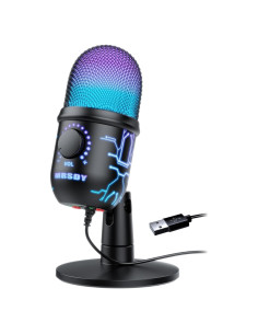 Micrófono USB MRSDY V5-P para Juegos y Podcast, 2m, RGB