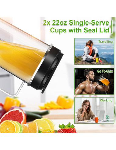 Paquete 2 Tazas 22oz Magic Bullet UBYNID con Cuchilla