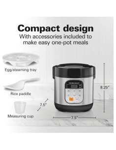 Cocedor de Arroz Digital Hamilton Beach 1.5L Acero Inoxidable 2
