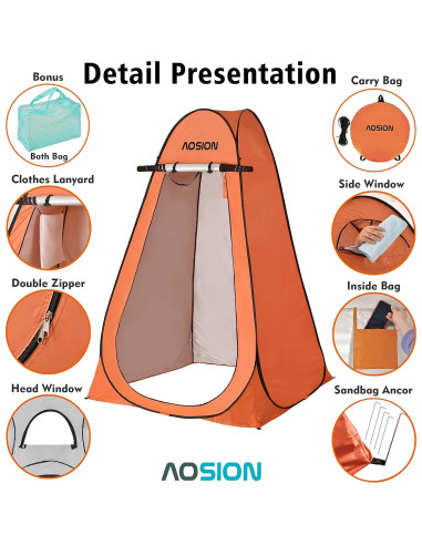 Carpa de Privacidad AOSION AO-ZP para Ducha y Camping 4 Personas