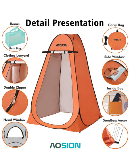 Carpa de Privacidad AOSION AO-ZP para Ducha y Camping 4 Personas