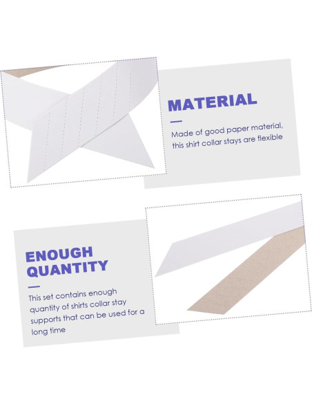 100 Soportes de Cuello de Camisa de Papel HONMEET 41.5x3cm