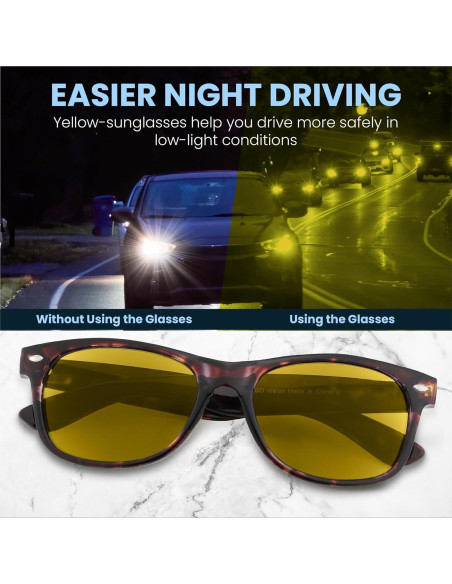 Gafas de Conducir de Noche Yogo Vision - Paquete de 3 Unisex