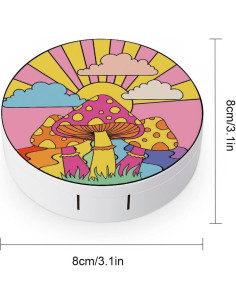 Estuche de Lentes de Contacto PutDiDi Hongo Hippie Retro 70s 2