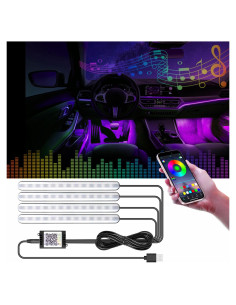 Luz LED Interior de Carro GZ5CG RGB 64cm, Control App, 29 Modos