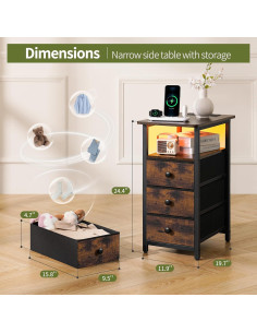 Mesa Lateral Yoobure con Carga USB y 3 Cajones 2