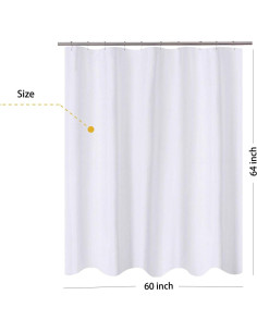 Cortina de Ducha N&Y HOME 152x163 cm Blanca con Ojetes 2