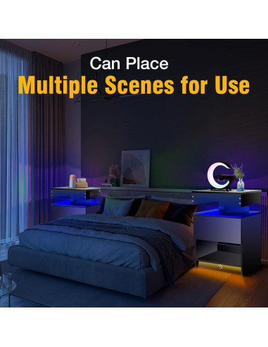 Juego de Mesitas de Noche Laineland 2 con Luz LED y Carga USB