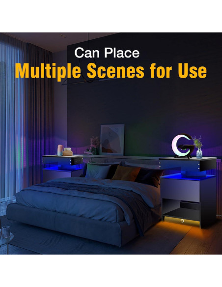 Juego de Mesitas de Noche Laineland 2 con Luz LED y Carga USB