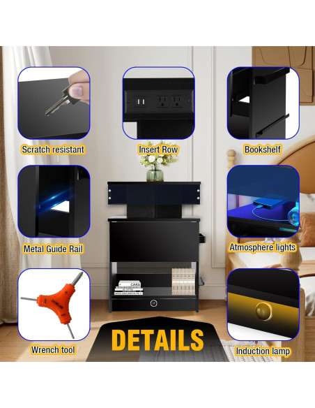 Juego de Mesitas de Noche Laineland 2 con Luz LED y Carga USB