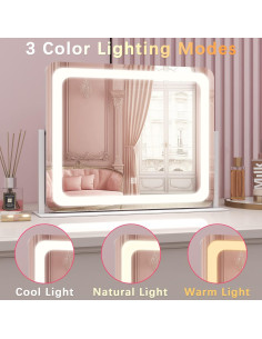 Espejo de tocador iluminado ROLOVE 55,88x48,26 cm LED 3 modos 2