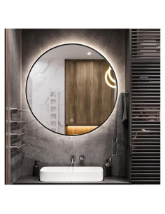Espejo Redondo LED Niccy 60cm Anti-Niebla Marco Negro