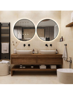 Espejo Redondo LED Niccy 60cm Anti-Niebla Marco Negro 2